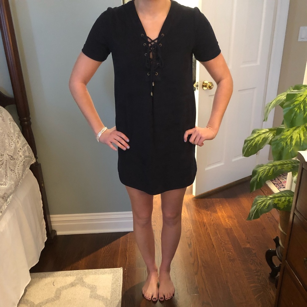 Suede Navy Blue Dress